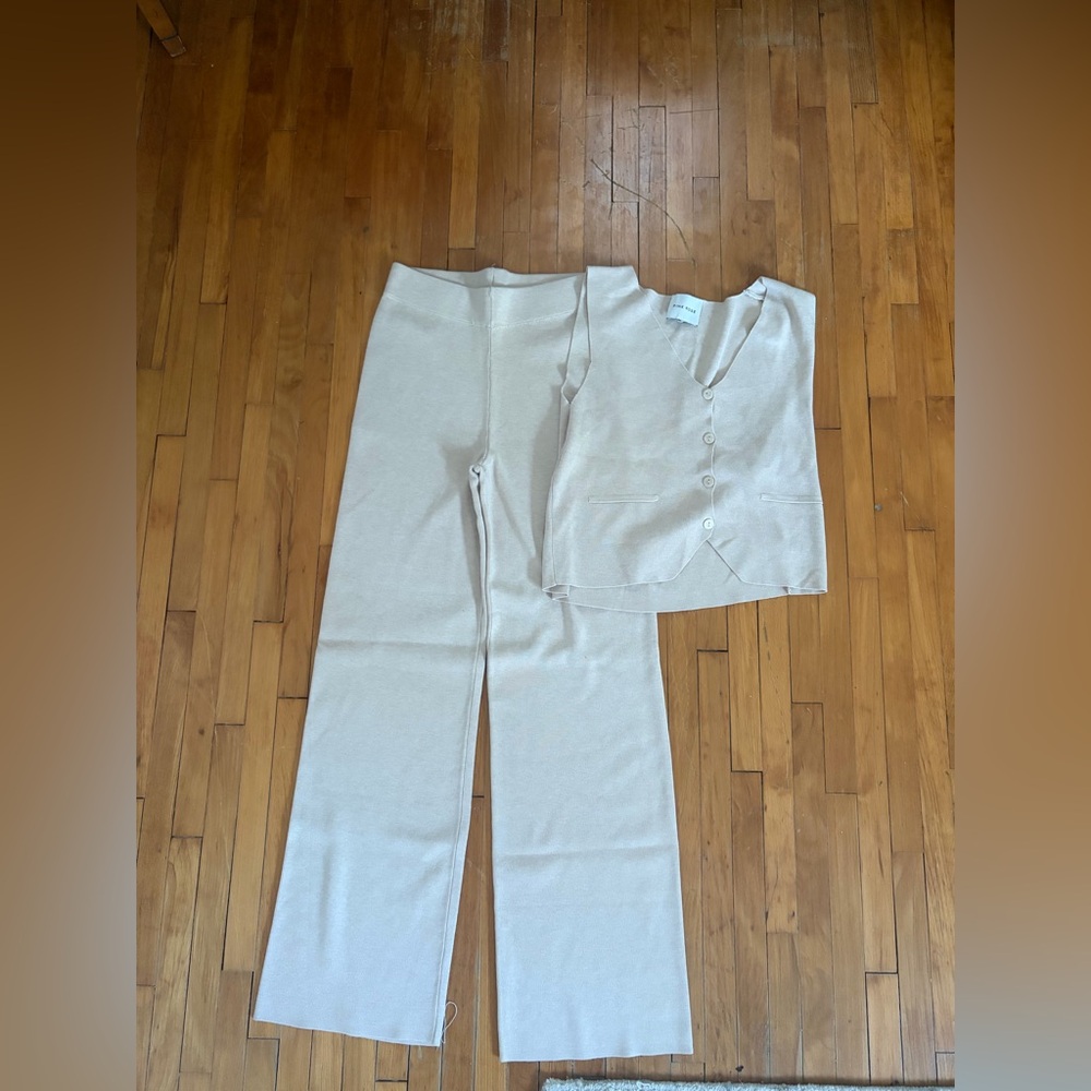 Pink Rose Light Beige Knit Top